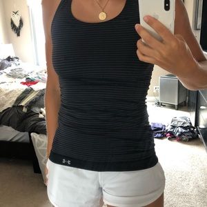 Striped black and grey athletic under armour top